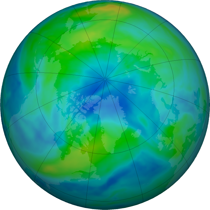 Arctic ozone map for 04 October 2020
